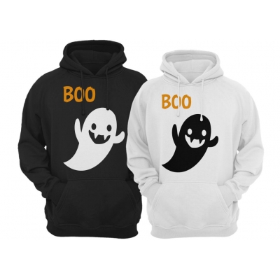Bluzy dla par zakochanych z kapturem Halloween Boo
